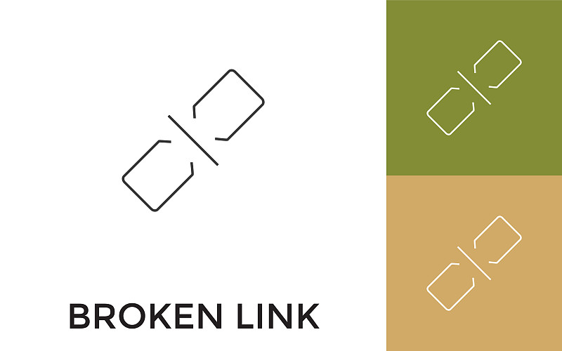 Editable Broken Link Thin Line Icon with Title. Us