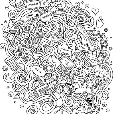 Cartoon cute doodles hand drawn social media illus