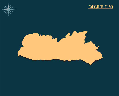 现代梅加拉亚邦地图，印度邦地图梅加拉亚邦，印度邦信息图