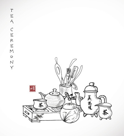 东方茶道物品。
