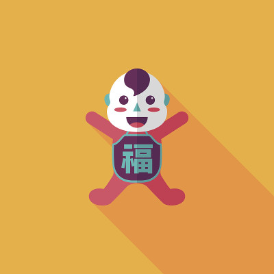 中国新年弥勒娃娃扁平图标，eps10