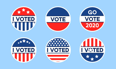 USA 2020 voting icons. Set of circle flat stickers