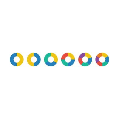 饼图图标向量图图表符号，用于大数据分析报告和统计信息的平面颜色