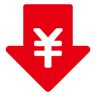日元在向下箭头上签字