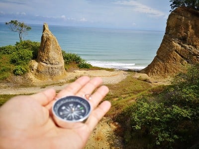罗盘是一种用于导航和定位的仪器，它显示相对于地理基本方向或点的方向。有的利用磁能和风水来提升生活质量