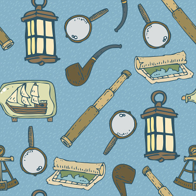 Blue Nautical Seamless Pattern