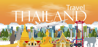 泰国旅行。设计创意插画现代的想法和概念-向量