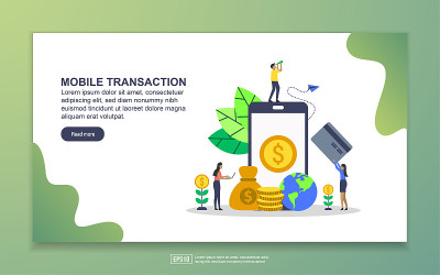 移动交易登陆页面模板。现代平面网页设计理念适用于网页设计和移动网站。易于编辑和自定义。