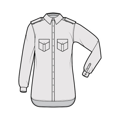 Shirt epaulette technical fashion illustration wit