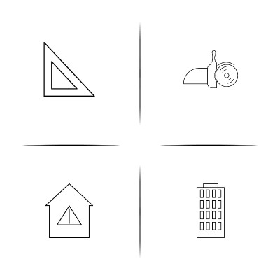 建筑和建筑简单的线性图标集。简单的轮廓图标