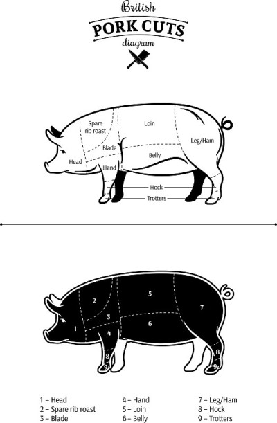 英国猪肉切块图