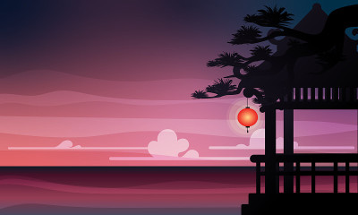 中国馆暮景背景
