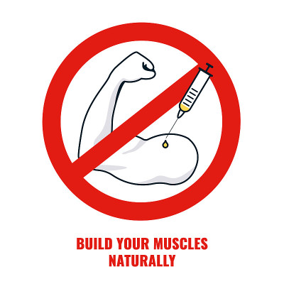 Anti doping sign with a strong muscular arm and a 