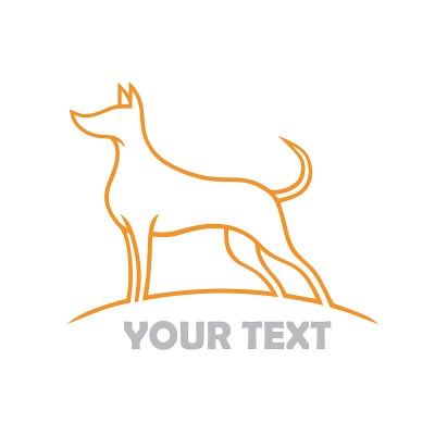 狗程式化线标志模板矢量插图