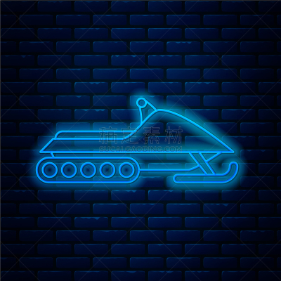 glowing neon line snowmobile icon isolated on