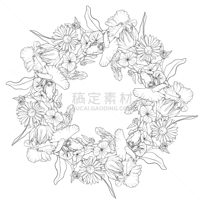 叶子,华丽的,环境,植物群,模板,春天,植物,绘制,复古,着色
