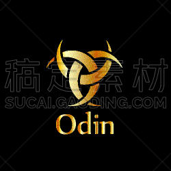 有角的,插画,图标,传统,三曲腿图,黄金,飘然,绞架