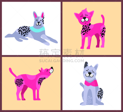 狗,绘画插图,幸福,矢量,明亮,宠物项圈,可爱的,纯种犬,梗犬,背景分离