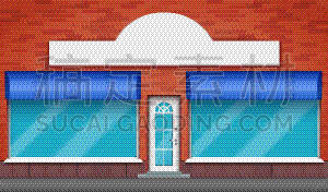 exterior shop facade with two big glass