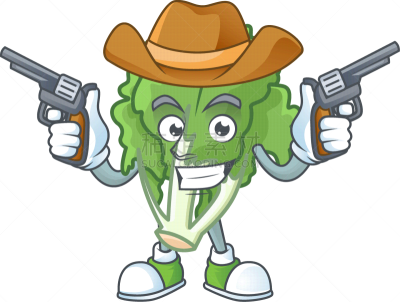 smiling endive mascot icon as a cowboy holding