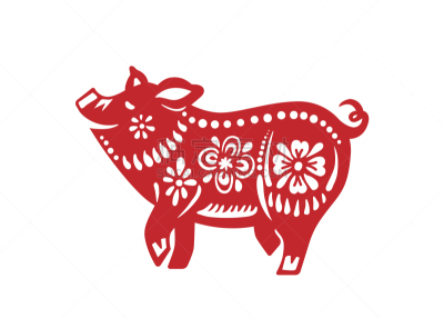 猪,幸福,新年前夕,传统节日,动物,装饰物,问候,花