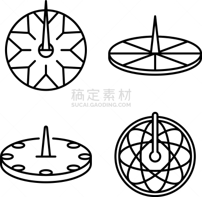 轮廓,日晷,符号,时尚,白昼,几何形状,圆形,白色,黑色,布置