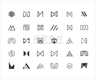 big set monogram logo design stock
