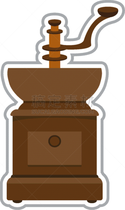 磨咖啡机,绘画插图,彩色图片,操作指南,饮料,菜单,厨房器具,符号,清新,早餐