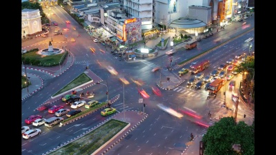 泰国曼谷Timelapse交通交叉口道路