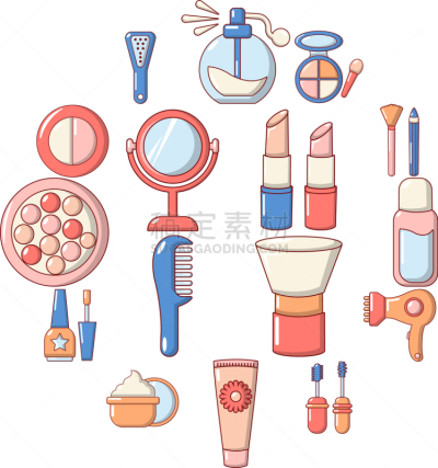 化妆用品,分离着色,梳子,谷物,修指甲,唇膏,铅笔,图像,液体,吹风机