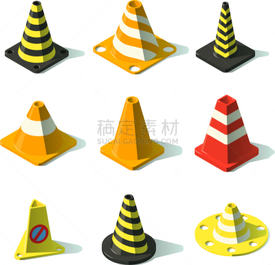 交通,网栅栏,路锥,分离着色,条纹,安全的,圆柱体,图像,建筑业,矢量