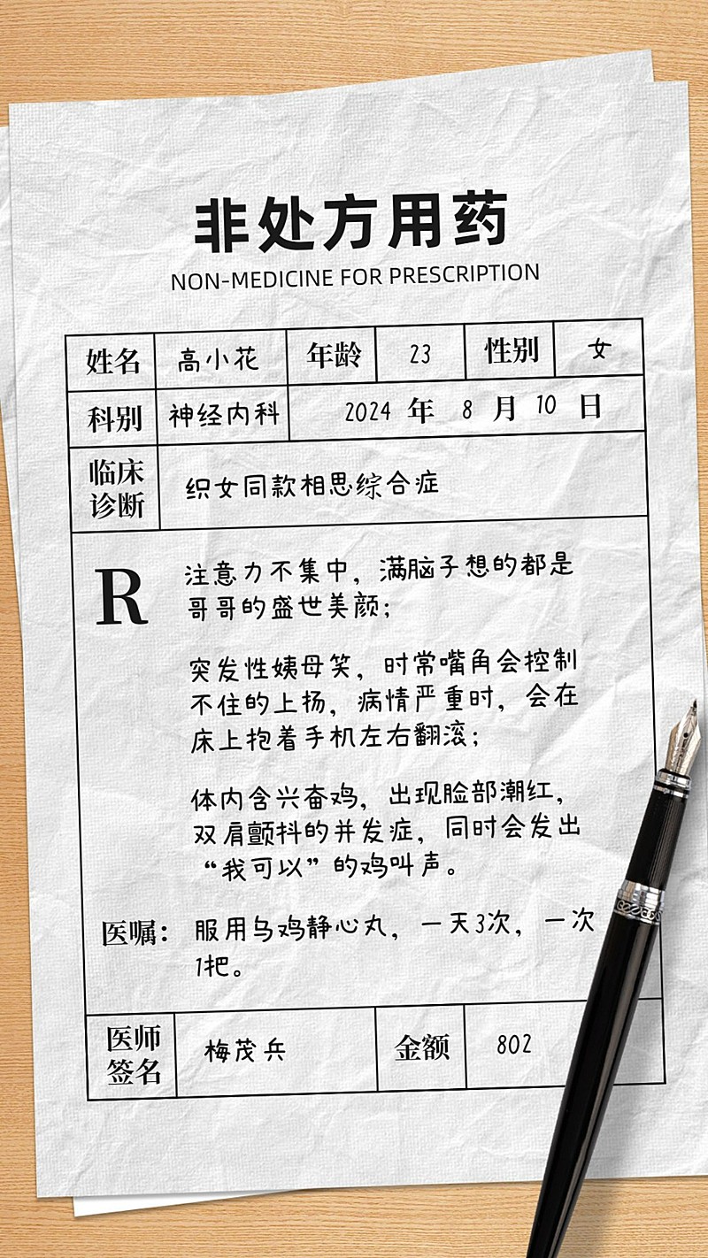 七夕趣味处方笺手机海报明星应援