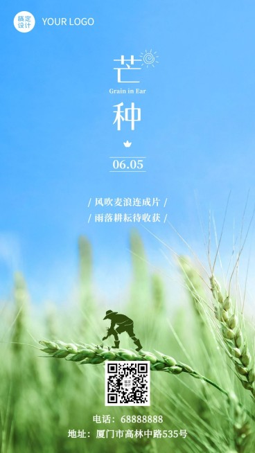 芒种节气祝福问候实景手机海报预览效果
