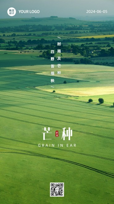 芒种节气祝福实景手机海报预览效果