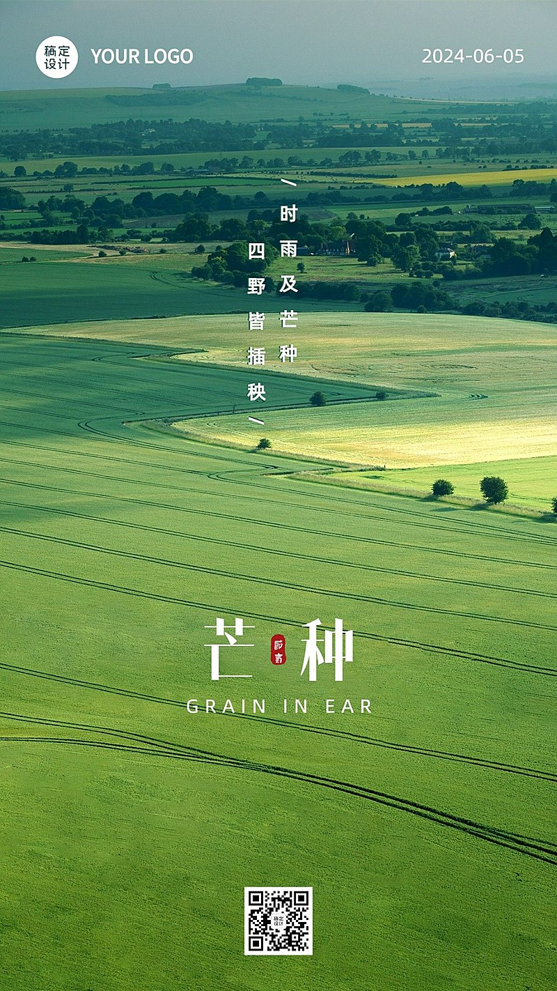 芒种节气祝福实景手机海报