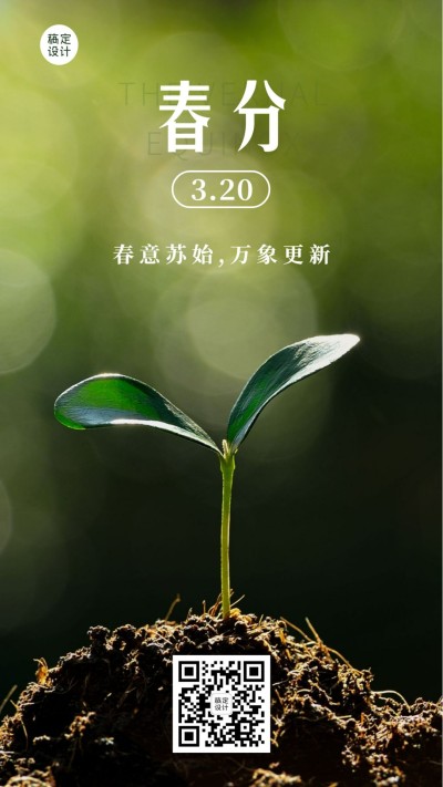 春分节气祝福实景春天创意手机海报