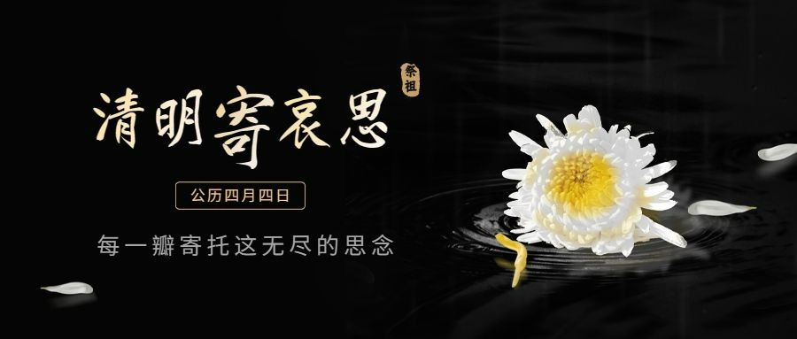 清明节节日祝福哀悼向公众号首图预览效果