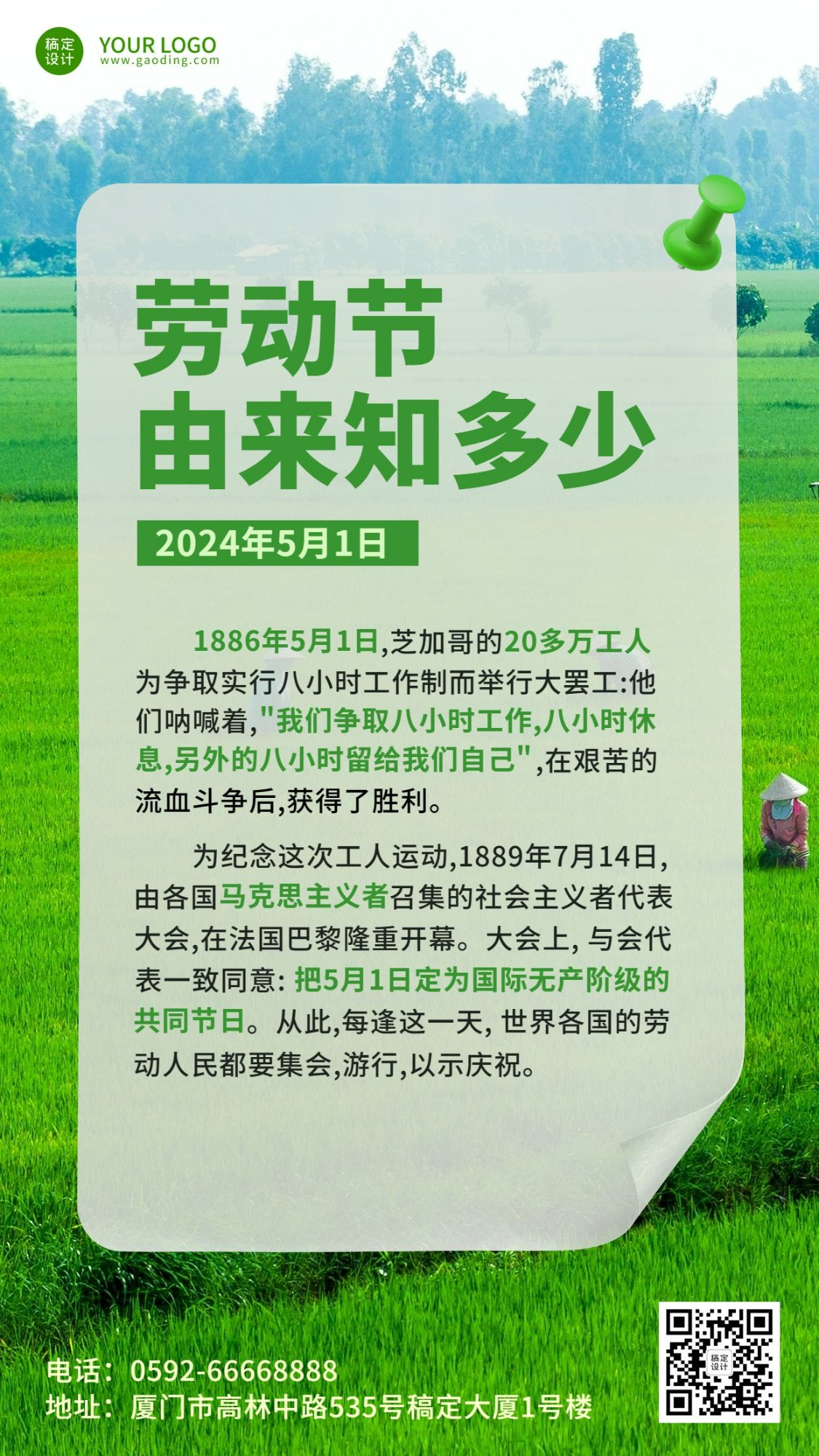 劳动节节日由来排版手机海报