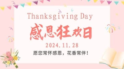 感恩节狂欢信封鲜花营销活动广告banner