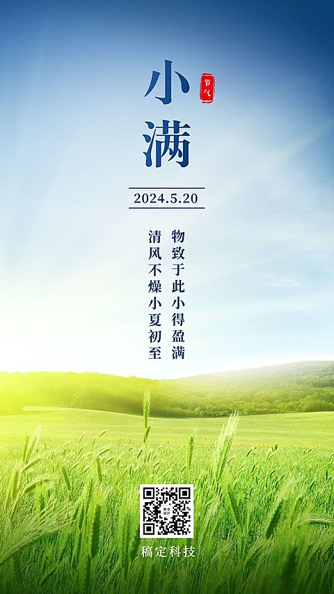 小满节气实景清新手机海报