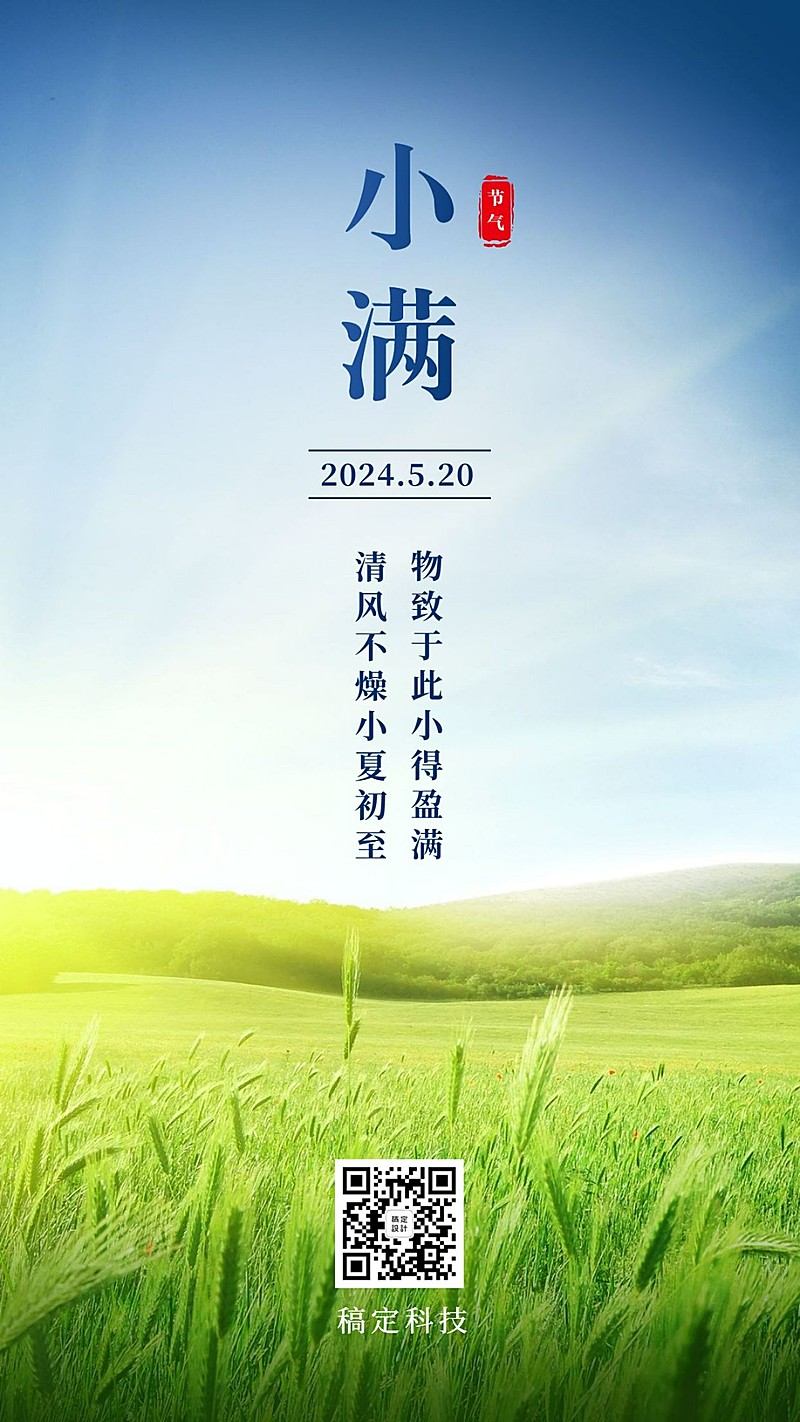 小满节气实景清新手机海报