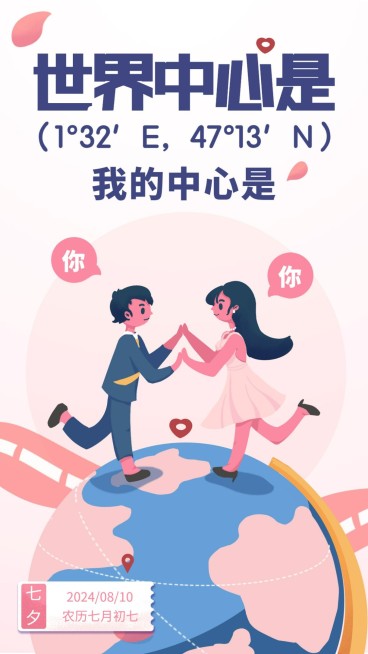 七夕情人节祝福情话表白手机海报预览效果