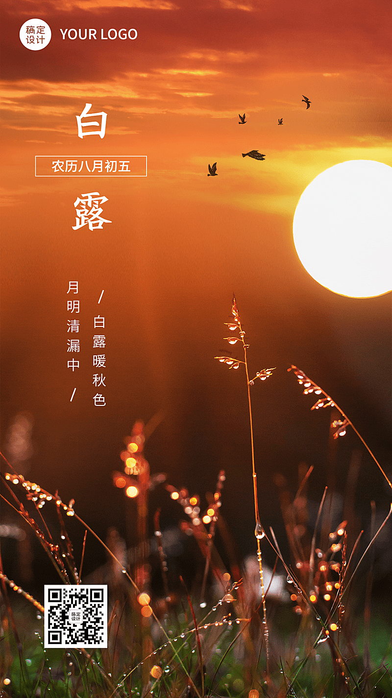 白露节气祝福实景合成手机海报