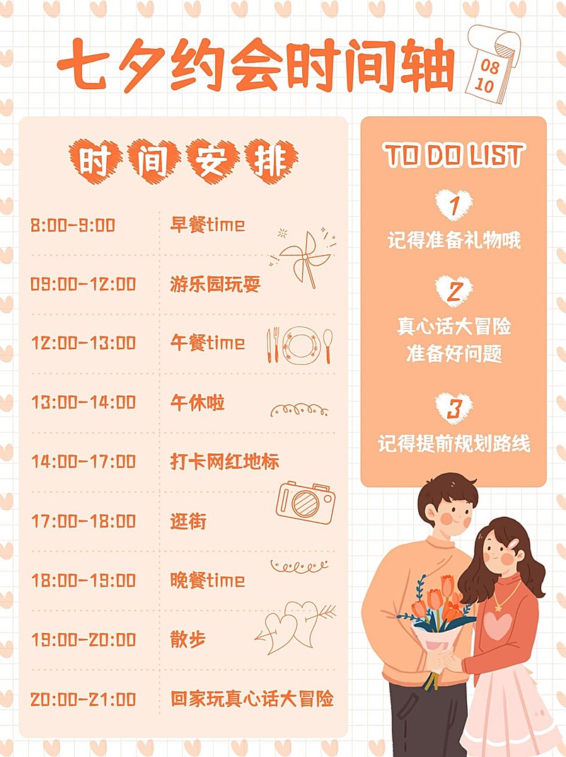 七夕情人节约会活动行程小红书配图