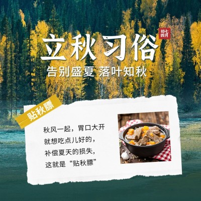 立秋节气习俗科普实景方形海报