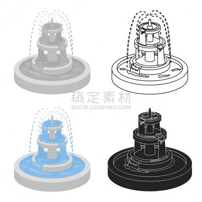 分离着色,白色,喷泉,夜晚,清新,概念,公园,水滴,流动,装饰