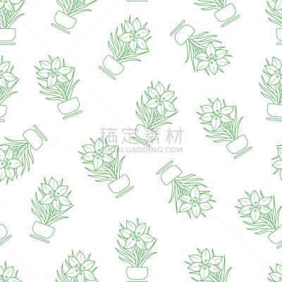四方连续纹样,室内植物,可爱的,华丽的,自然界的状态,花盆,仅一朵花,植物,花