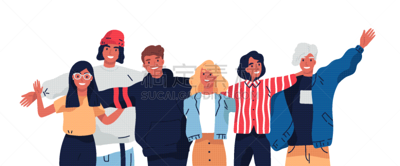 女孩,人群,少男,注视镜头,青少年,学生,人,男人,男孩,微笑