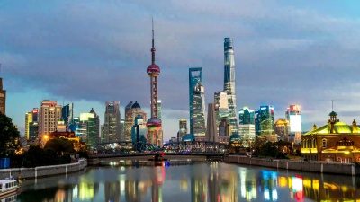上海外滩花园大桥天际线延时
