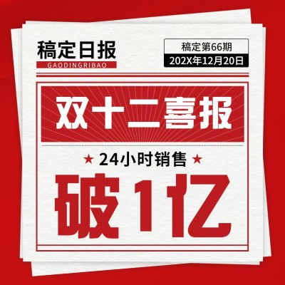 双十二红色复古喜报方形海报